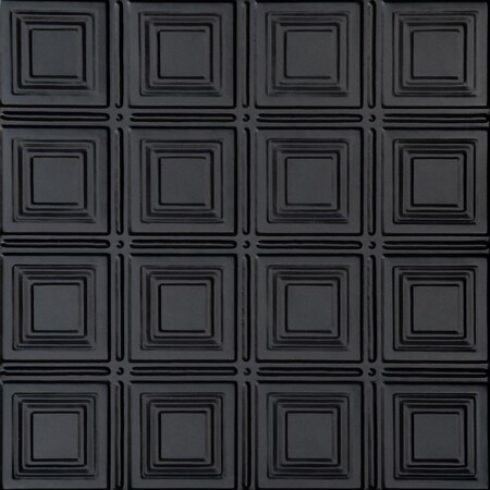 From Plain To Beautiful In Hours Mini Town Squares 2 ft. x 2 ft. Lay-in Ceiling Tile in Satin Black (48 sq. ft./case), 12PK SKPC204-bk-24x24-D-12